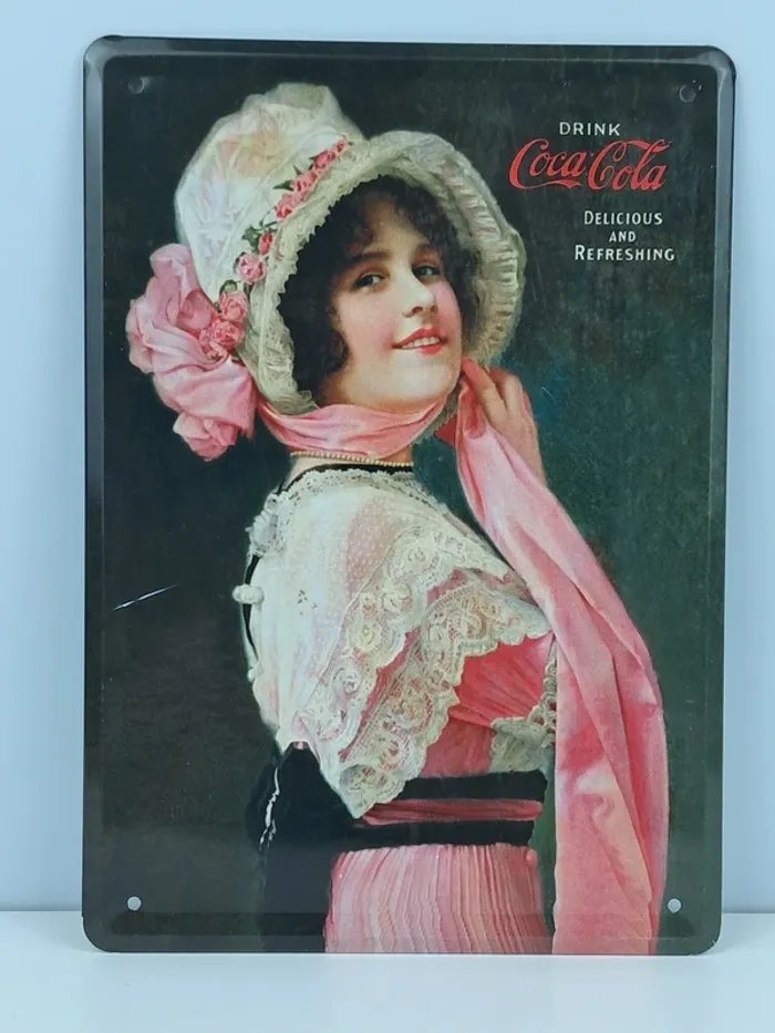 Grande plaque publicitaire Drink Coca-Cola en métal au style vintage américain