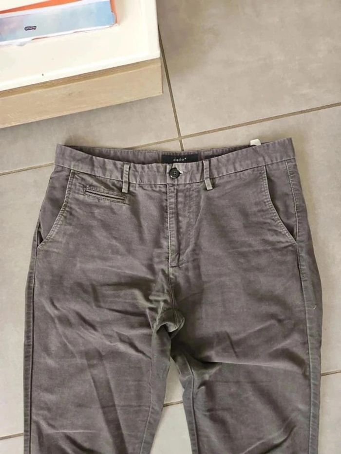 Pantalon homme taille 40 celio gris coupe straight - photo numéro 4