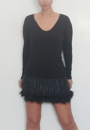 Minijupe tressée et plumes noir taille 40/42