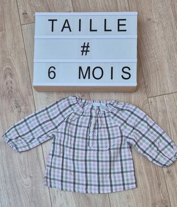 Blouse motif vichy taille 6 mois