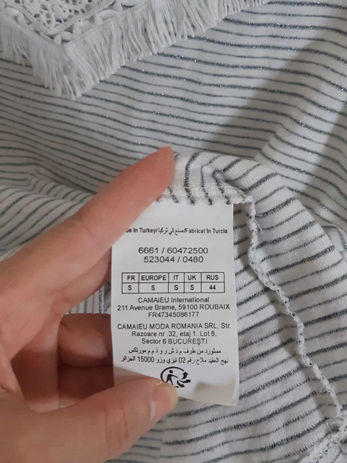 Tee-shirt mi brodé - mi rayé t. S - photo numéro 3