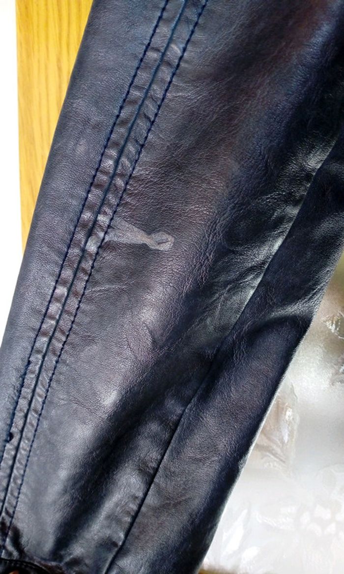 Veste similicuir bleu nuit - photo numéro 2