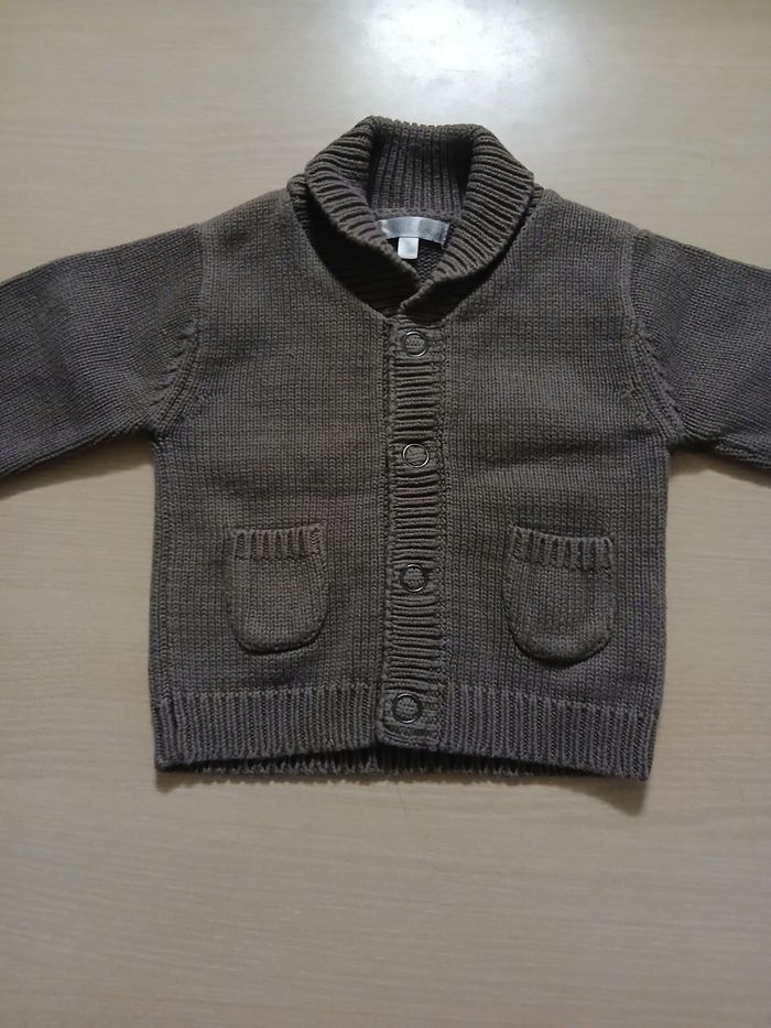 Gilet bebe garcon taille 3/6 mois en coton a pression +2 poche - photo numéro 5