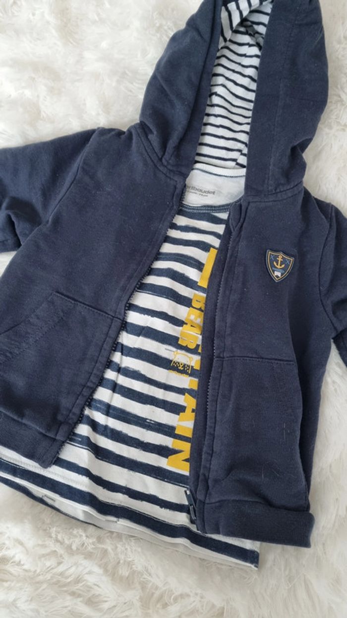 Ensemble veste sweat zippé et t-shirt manches longues Vertbaudet 12 mois - photo numéro 2