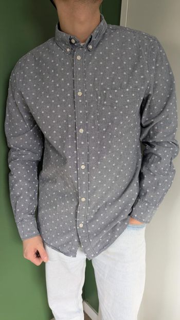 Chemise grise à pois 100% coton