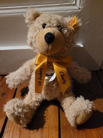 Superbe Ours Steiff Charly 10 Jahres ans 28cm Chiné beige clair collection peluche collector