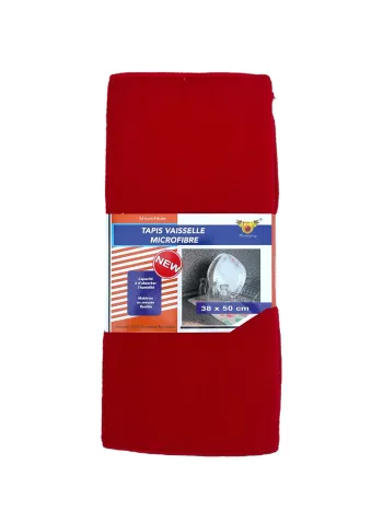Tapis de vaiselle Kintaiyang rouge en microfibre 38x50 cm Neuf