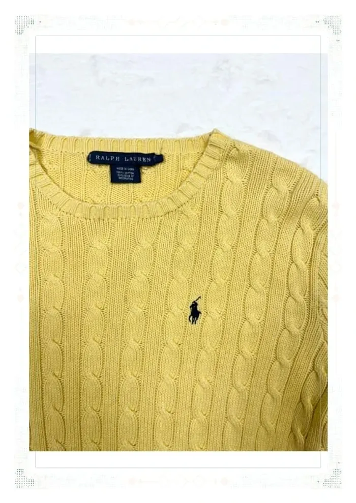 Ralph Lauren pull torsadé jaune femme taille S coton - photo numéro 5