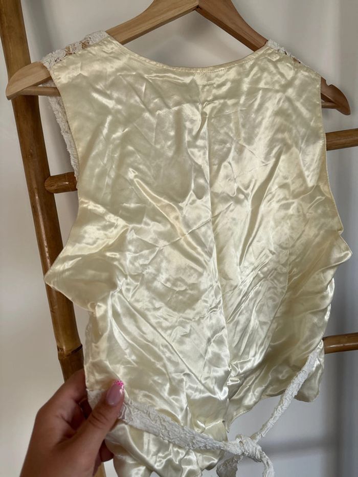 Caraco vintage dentelle et satin Taille S/M - photo numéro 7