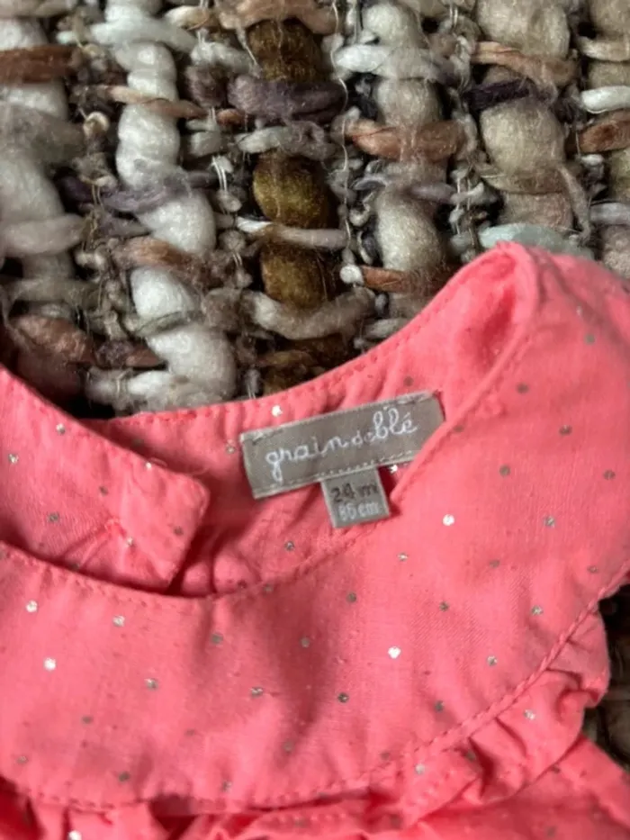 Robe fille en coton rose Grain de blé 2 ans - photo numéro 3