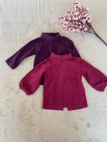 Sous pull col roulé bébé fille 6 mois lot de 2