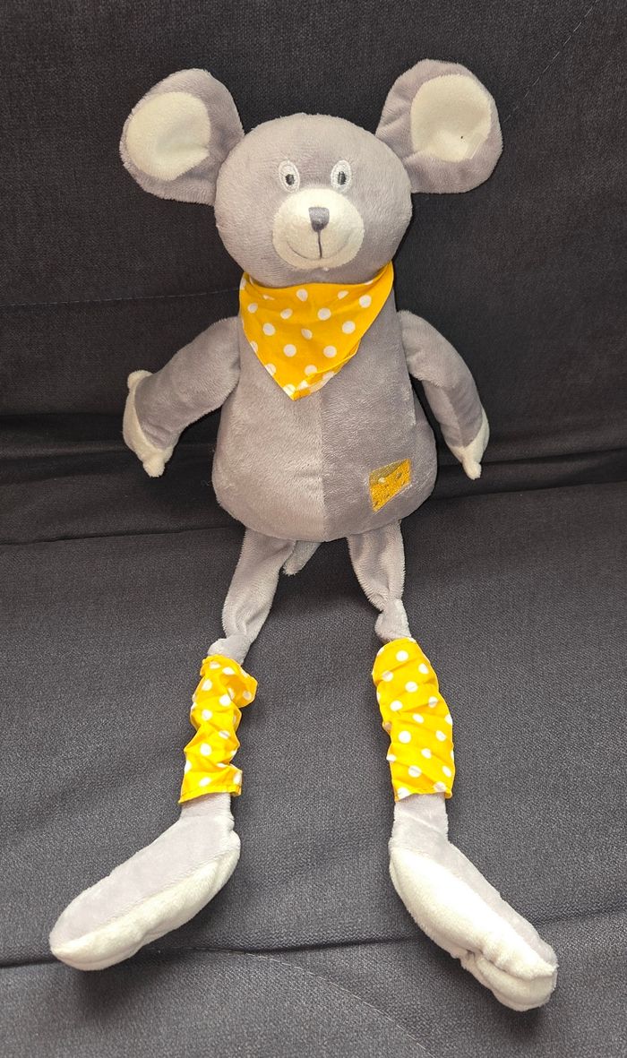 Doudou peluche souris grise - Fromage- Les petites Marie