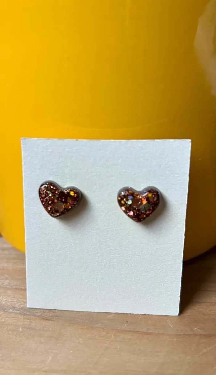 Boucles d’oreilles pailletées marrons - photo numéro 4