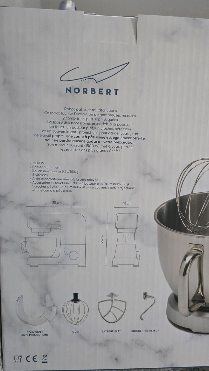 Robots pâtissier multifonctions Norbert neuf scellé - photo numéro 4