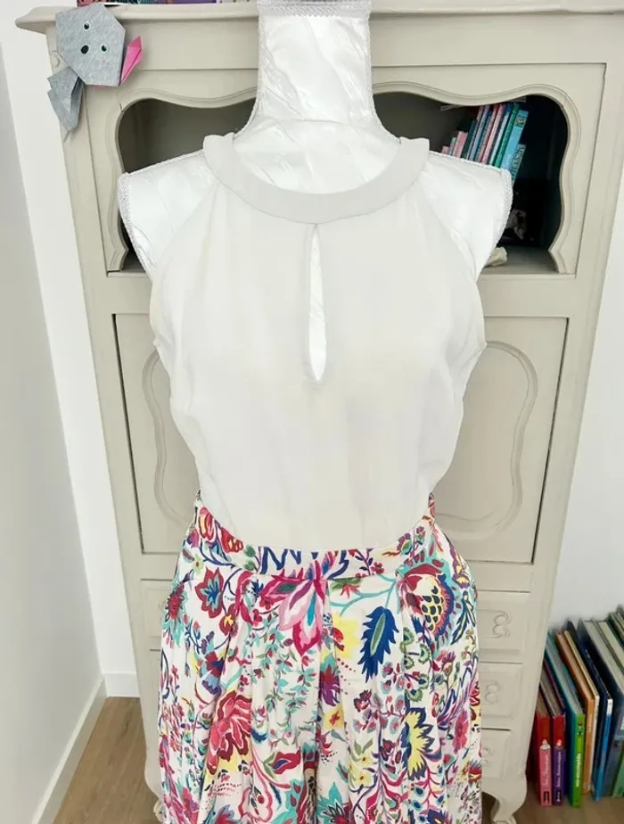 Superbe petite robe blanc et colorée chic et élégante Nafnaf taille 36 , S , 1 - photo numéro 6