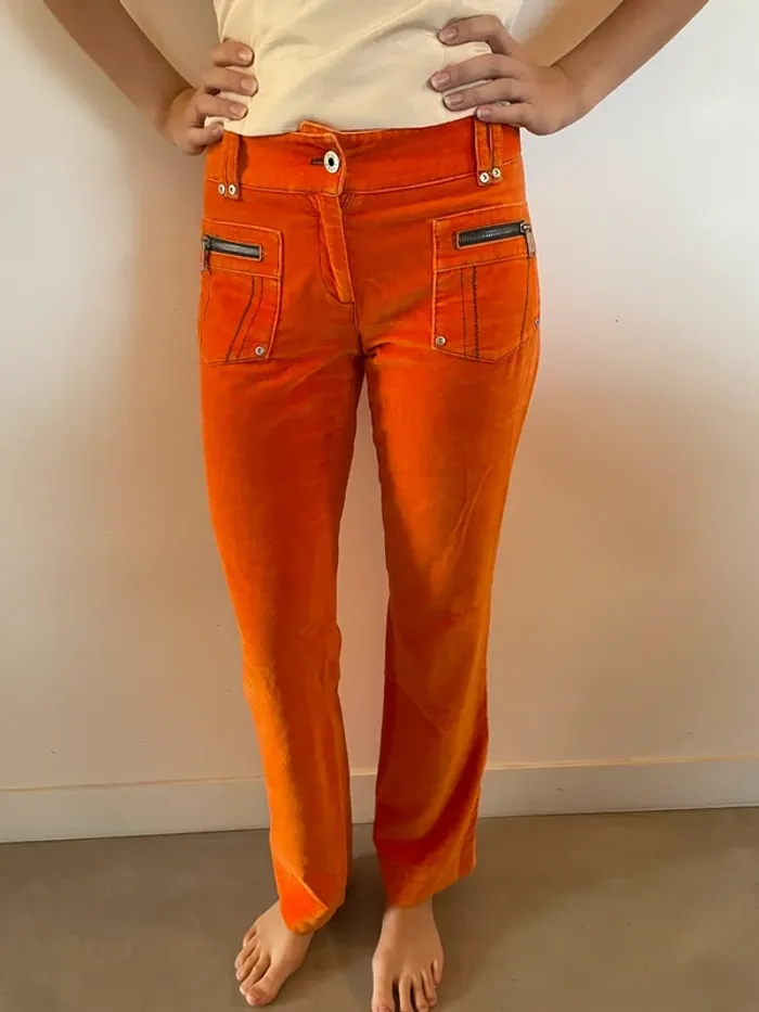 Pantalon façon velours Purification Garcia 38 orange - photo numéro 2