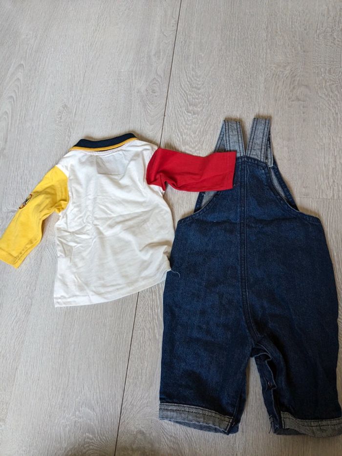 Ensemble chevignon polo manches longues et salopette en jean 6 mois - photo numéro 2