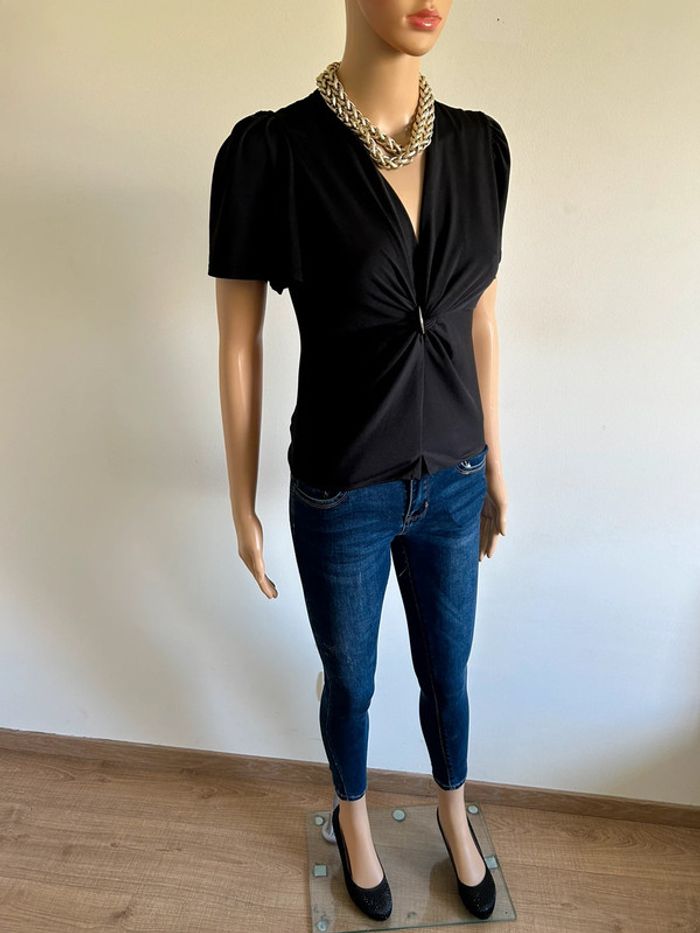 Blouse noire à manches courtes Morgan taille S jamais portée - photo numéro 4