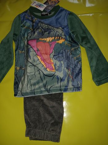 ensemble pyjamas garcon en velours  dinosaure 5 ans