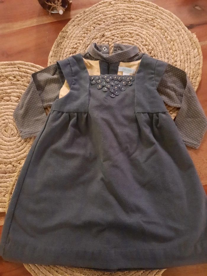 Ensemble robe chasuble et sous-pull Obaibi 18 mois