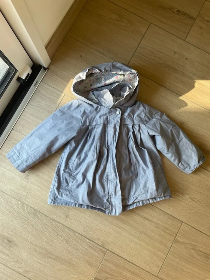Blouson imperméable 3 en 1 bleu clair et fleuri