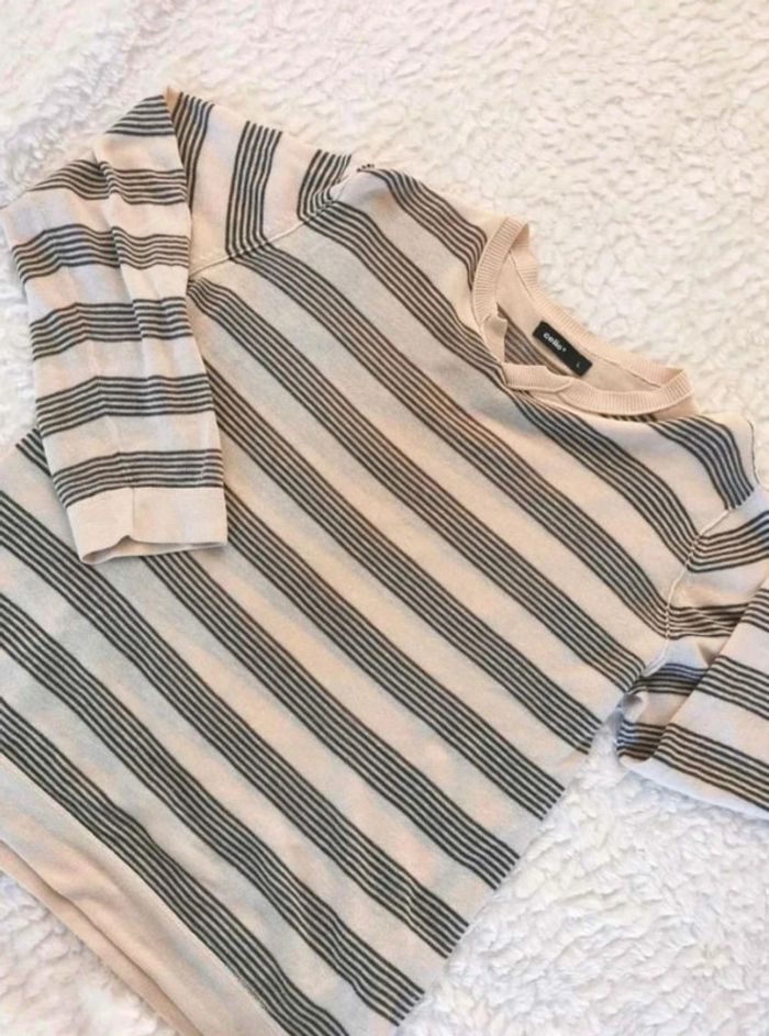 Pull homme fin Celio été en coton rayures marinière L