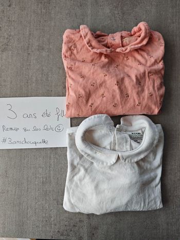 Lot t-shirt manches longues col claudine