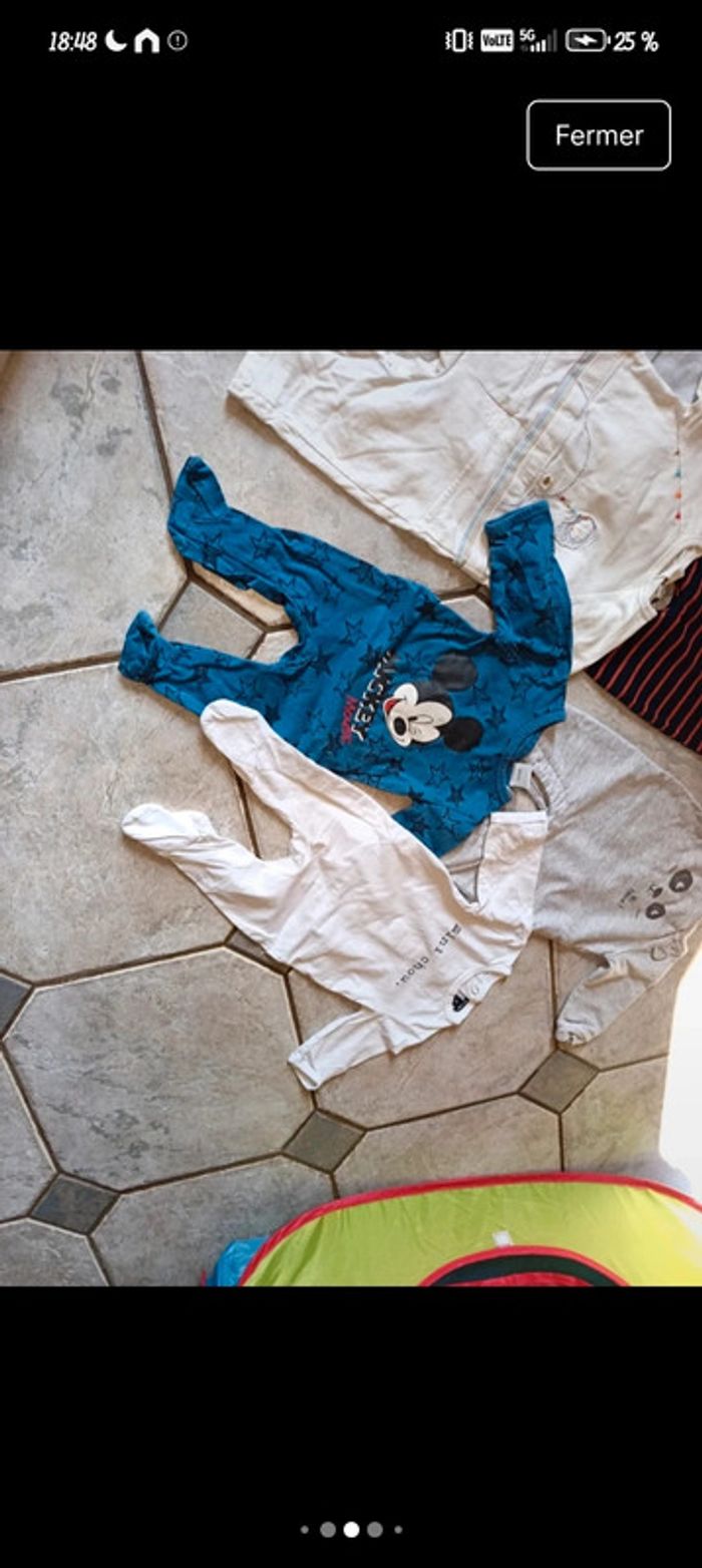 Lot 3 mois 62 cm pyjama grenouillère sans pied combinaison léger bébé - photo numéro 4