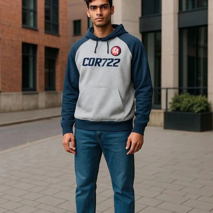 Sweat à capuche gris et bleu vintage Nike XL