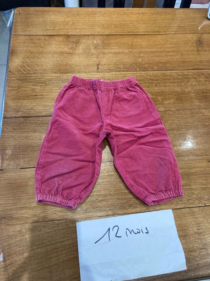 Pantalon velours rose 12 mois