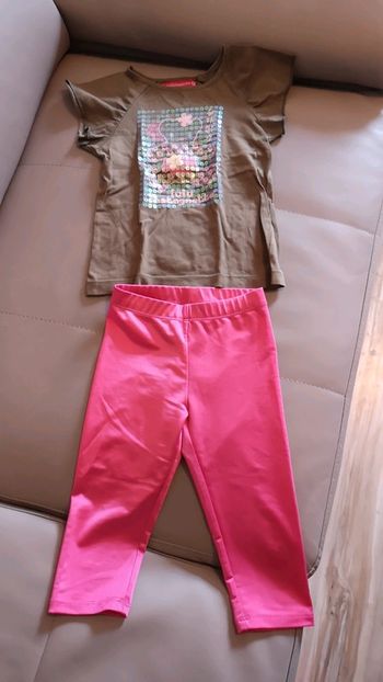 T shirt Lulu Castagnette et legging brillant