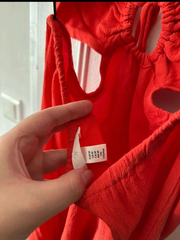 Robe courte à bretelles avec ouvertures corail/rouge taille M H&M - photo numéro 6