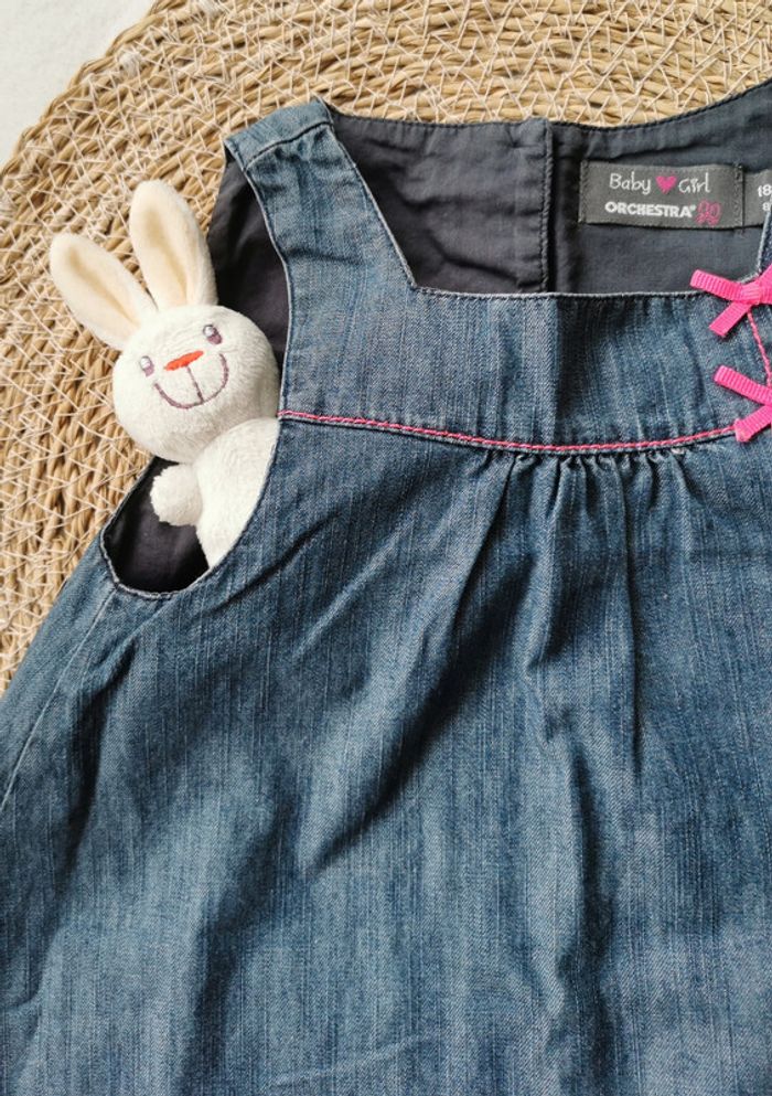 Robe 👣 jean léger, Broderies, orchestra, 18 mois - photo numéro 4