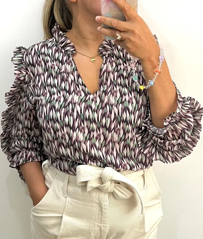 Blouse Imprimée Avec Volant - photo numéro 2