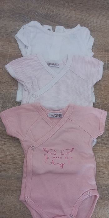 Lot de 2 body et 1 t-shirt manche courte fille 1 mois