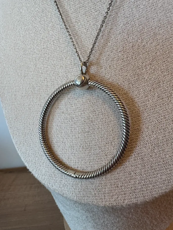 Chaîne et Pendentif O Pandora Authentique en Argent Grand Format - photo numéro 2