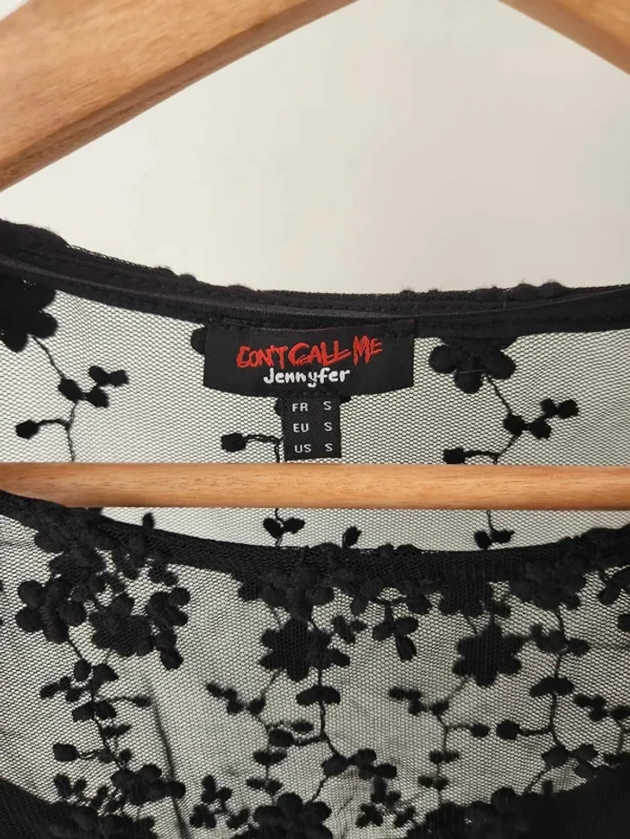 haut dentelle noire avec débardeur intégré S - photo numéro 3