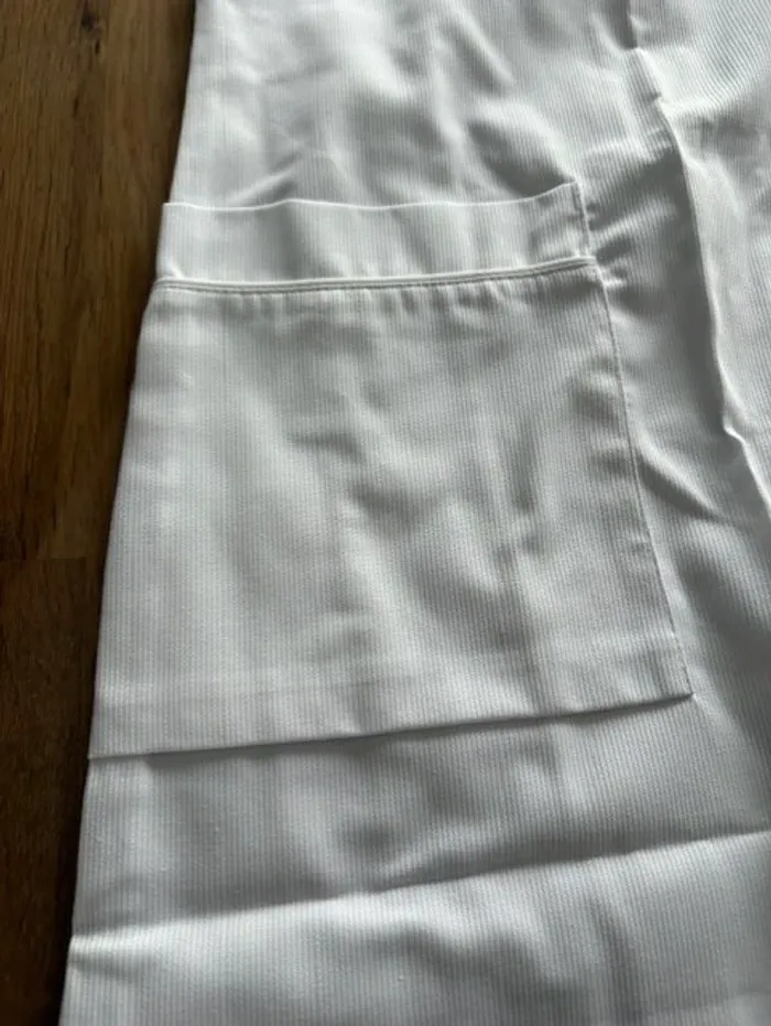 Blouse longue de travail femme en coton strillé taille 40 / L - photo numéro 4