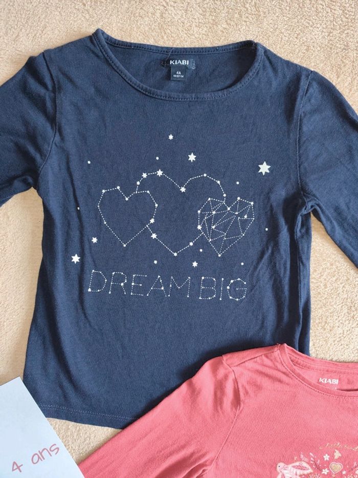 Lot 2 tee-shirts manches longues 4 ans Kiabi - photo numéro 2