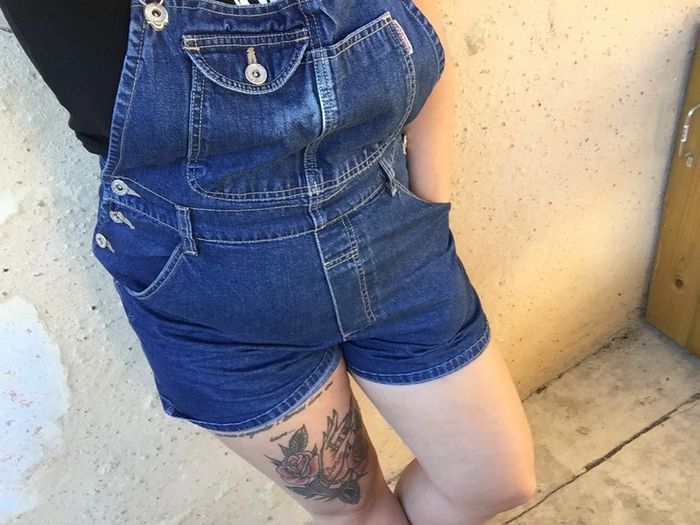 combishort en jean vintage