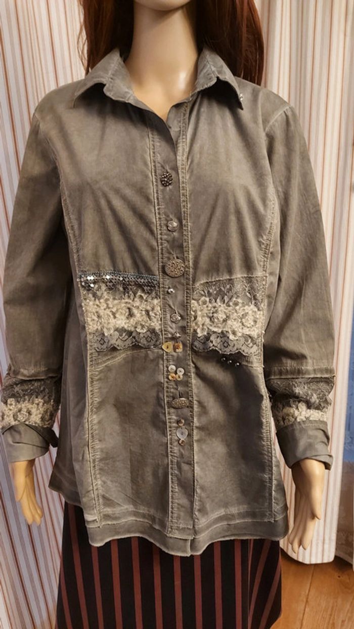Chemise  chic gris Bottega t L - photo numéro 5