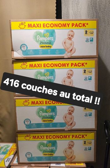 Lot de 4 packs de couches pampers harmonie taille 2