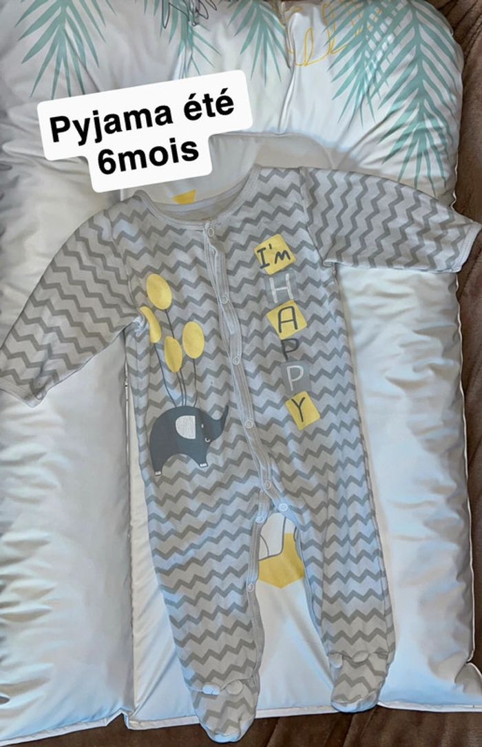 Pyjama été en coton gris éléphant 6mois gemo