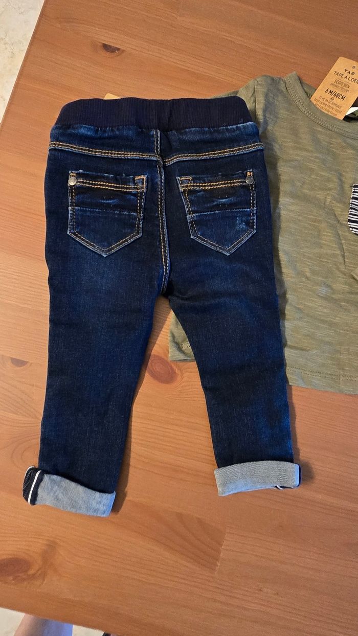 NEUFS (non portés ) 🏷💙😍 teeshirt ml et jeans 6mois Garçon 😍💙🏷 - photo numéro 3