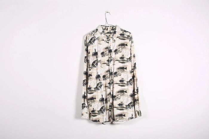 Adorable chemisette vintage 90's en coton motif bateaux et dessins de la mer (#240180)