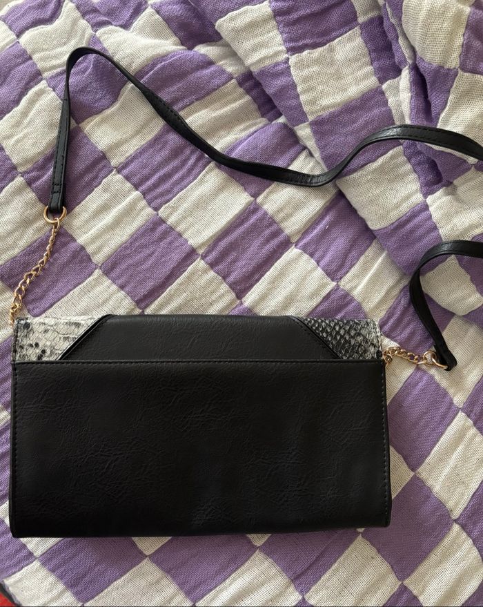 Petit sac à main noir doré et motif serpent - photo numéro 2