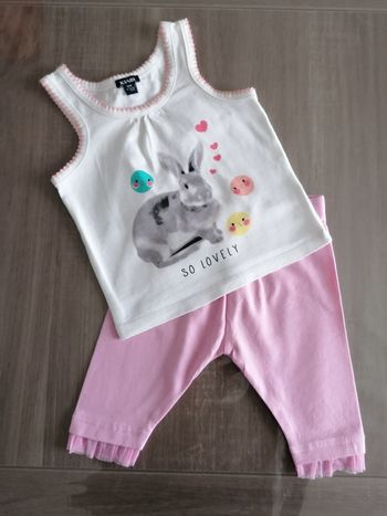 Ensemble débardeur lapin/ legging mi long 12 mois