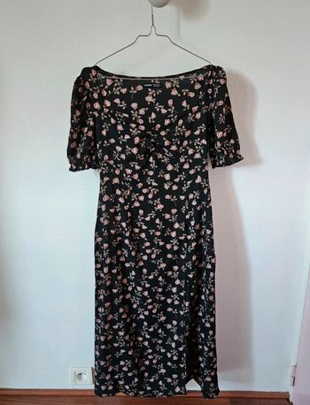 Robe midi fleurie fendue Shein - col carré et manches bouffantes, taille M