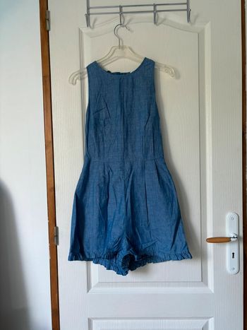 Combishort débardeur bleu à volants