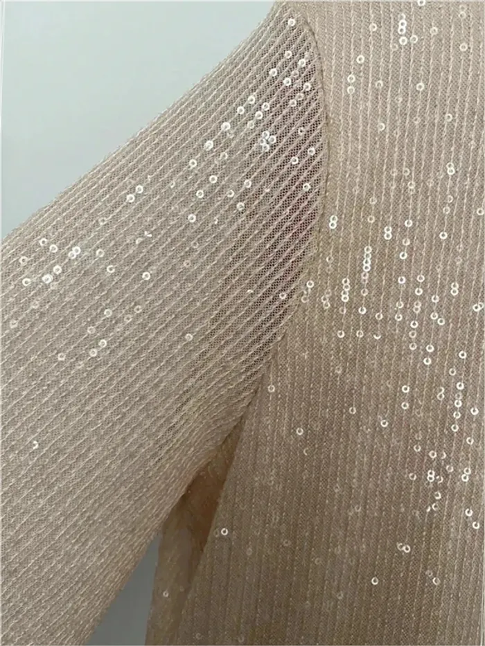 Robe babydoll sequins beige H&M - photo numéro 5